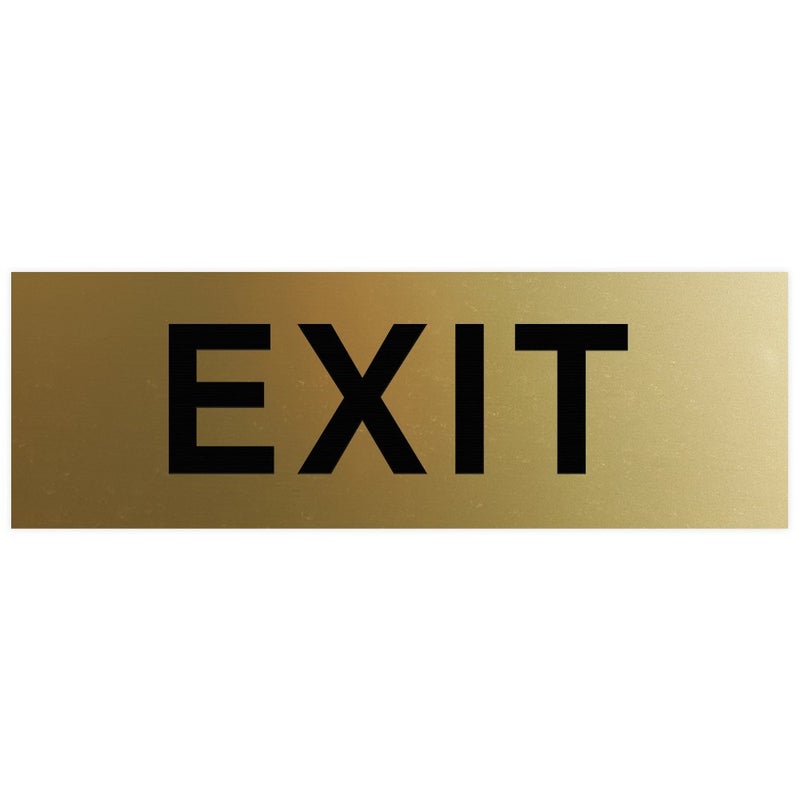 All Quality Basic Exit Wall or Door Sign - Simple & Clear To Ensure Safety | Easy to Install - Brushed Gold - Medium (1 Pack) - Image 1